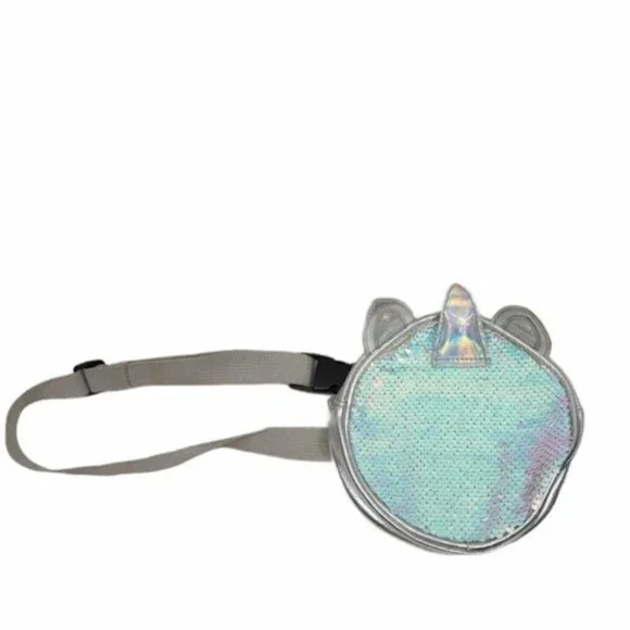 Unicorn Silver Metallic Sequin Round Fanny Pack