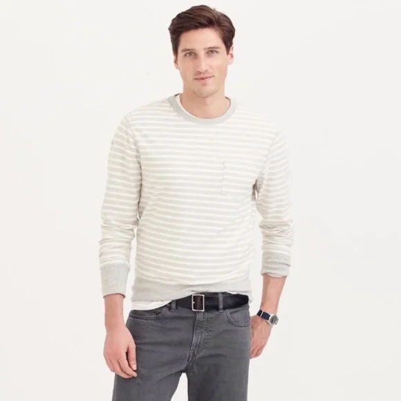 J.Crew Reverse Terry Sweatshirt in Stripe‎