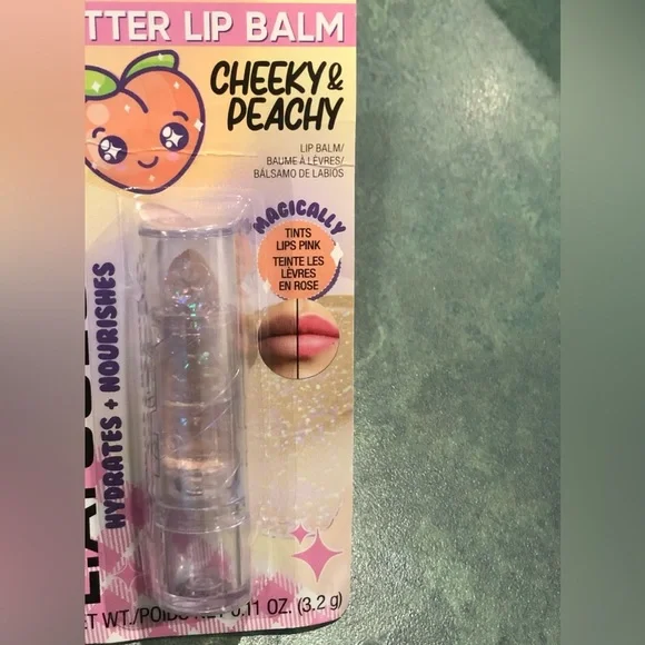 2pack peachy pie scented cheeky & peachy‎ glitter sparkle lip balm new