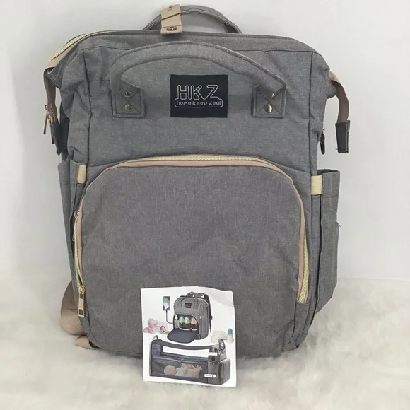 HKZ Home Keep Zeal Nylon Baby Diaper Bag/Backpack Foldable Crib Storage Travel