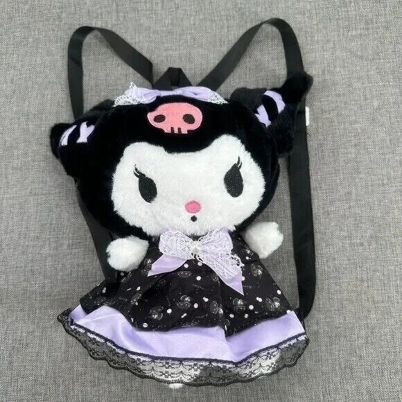 Brand New! Kawaii Kuromi Plush Backpack Black White Purple‎ Adjustable Straps