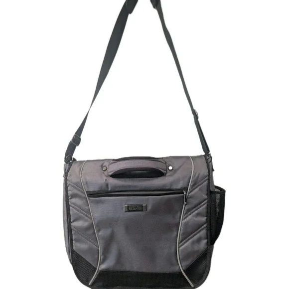 Kenneth Cole‎ Reaction Messenger Bag Gray Travel Shoulder Organizer Laptop Bag