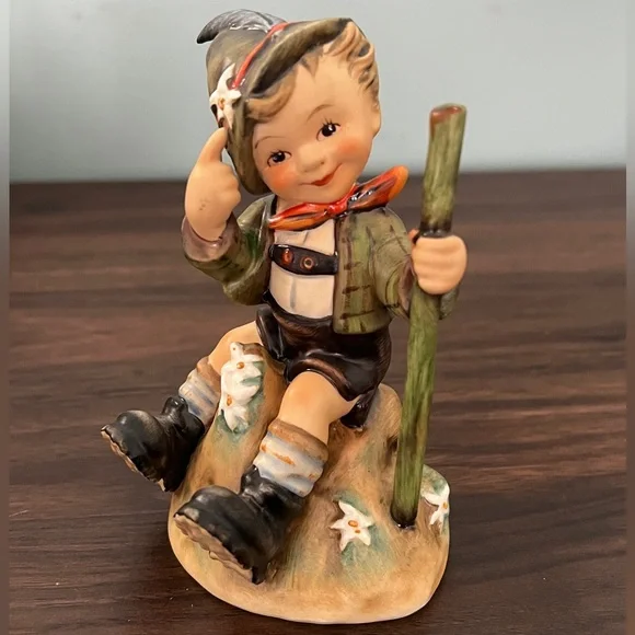 Charming Boy Figurine, mountaineer with Walking Stick
