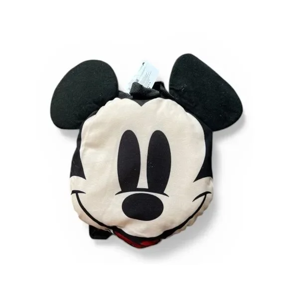 Mickey Mouse Head Shaped Flat Pillow Plush Boys or Girls Small Backpack NWT