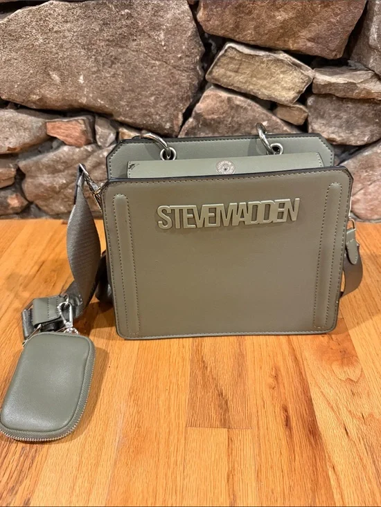 Steve Madden Olive Green Crossbody Messenger with Detachable Strap