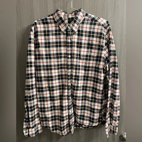 J. Crew Plaid Flannel Button Down Shirt Men's Size Large