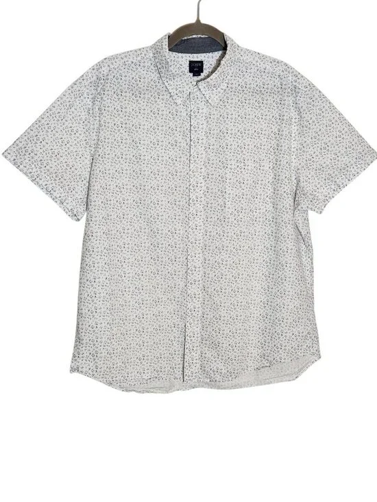 J. Crew White and Navy Print Button Down Shirt Size XL