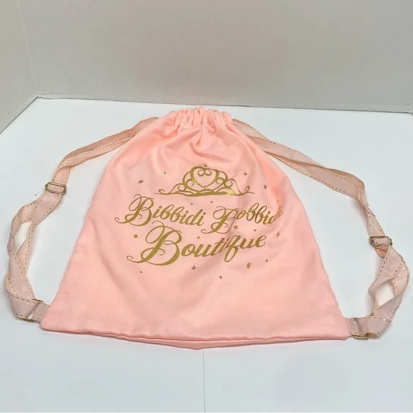 Disney Parks Bibbidi Bobbidi Boutique Pink Gold Cinch Fabric Backpack Princess