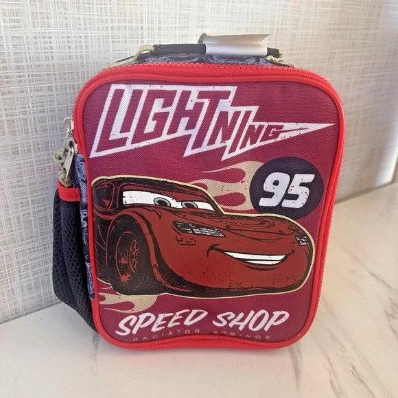 Disney Pixar Cars Lightning McQueen Lunch Bag Box New! Insulated 9