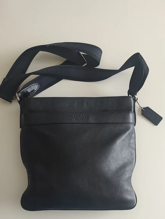 Coach Black Leather Messenger Crossbody with Adjustable Strap
