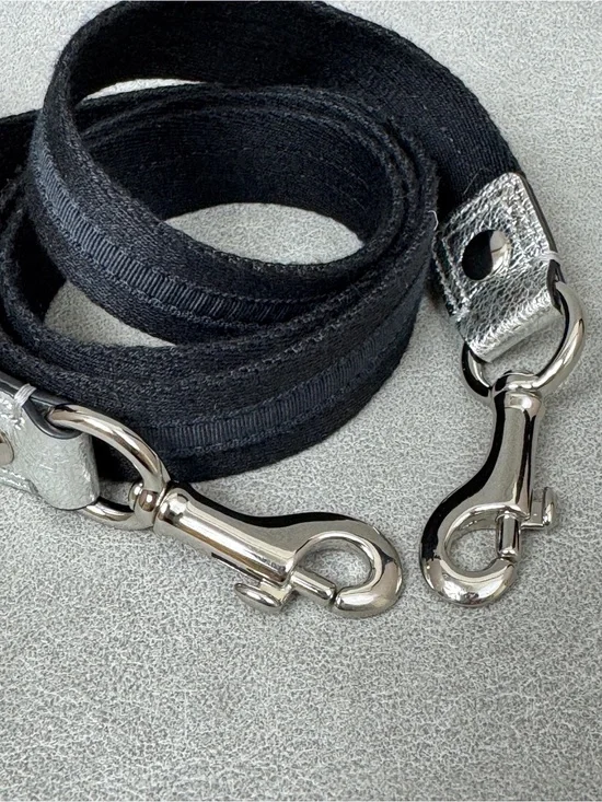 Coach Black Webbing Messenger Bag Strap with Silver Hardware