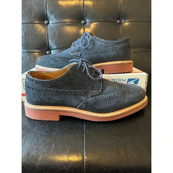 J.Crew Men Navy Blue Suede‎ Ludlow Wingtip Oxford