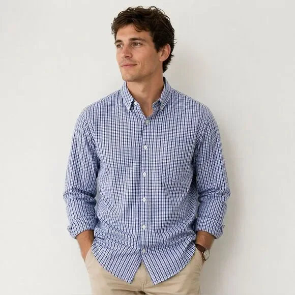 J.Crew Slim Fit Button Down Shirt Blue Purple Check XL
