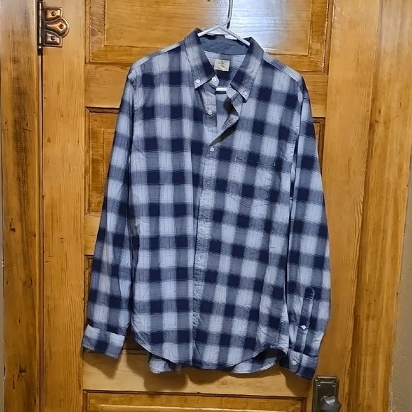 J. Crew Blue & White Long Sleeve Button Down Shirt L