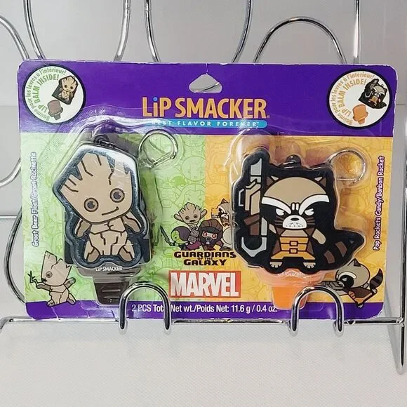 Lip Smacker Guardians of the Galaxy Groot Rocket Lip Balm Key Chain Set New OOS