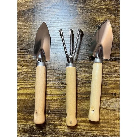 Porch Goose Accessory 3 Pcs Mini Garden Tool Set Metal & Wood Summer Decor