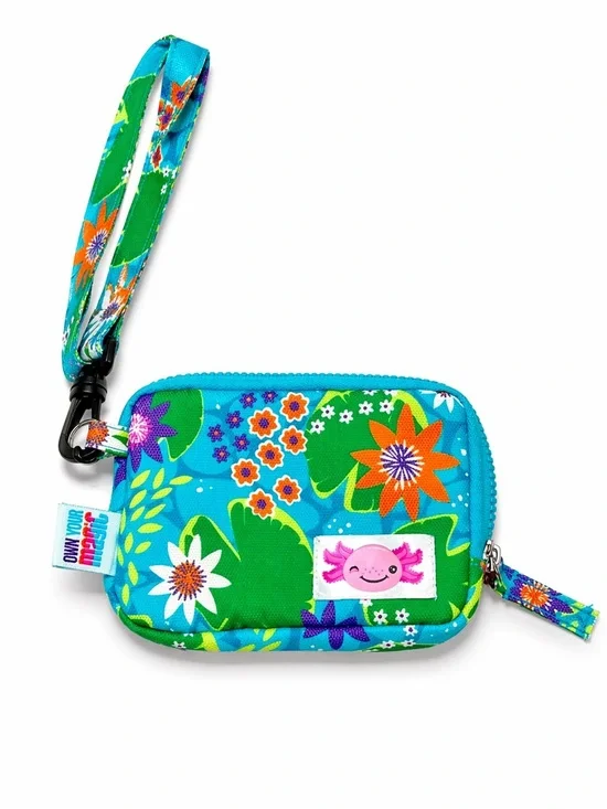 Girls Floral Teal Wristlet LITTLE BROWNIE BAKERS Zip Wallet Pouch Gift NWOT