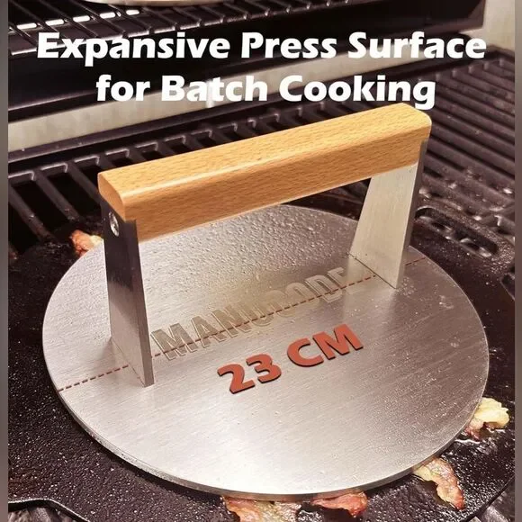 MANUCODE Smash Burger Press, Stainless Steel, Easy to Clean and Seasoning Free