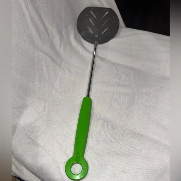 Vintage BBQ Grill‎ Spatula w/ Green Plastic Handle, Chromium Plated 16