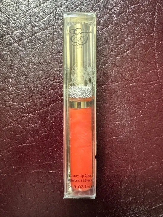 Elizabeth Taylor Luxury Red Pink Lip Gloss Coral Facets .24fl oz 7ml New Sealed