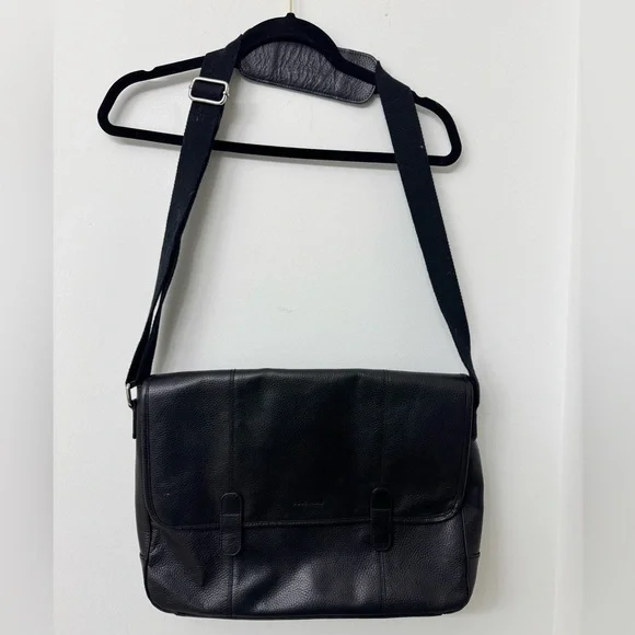 Cole Haan Wayland black pebbled leather Messenger Bag