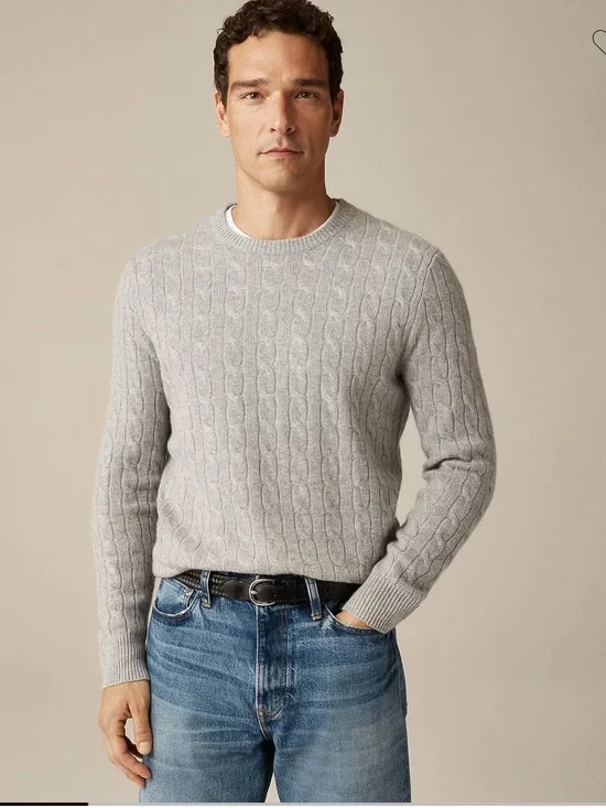 J.Crew Cashmere cable-knit sweater Heather Grey