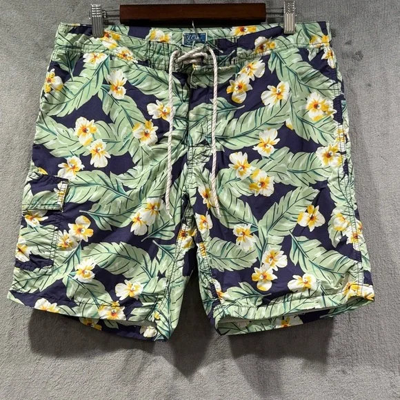 J.Crew Swim Trunks Mens Size 33 Floral Cargo 9”Board Shorts