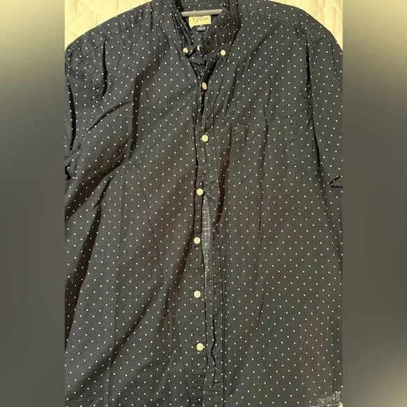 J. Crew Navy Shirt with White Dots
