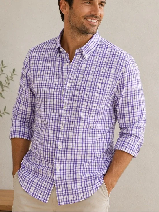 J. Crew Flex washed Lavender Plaid Button-Down Shirt S