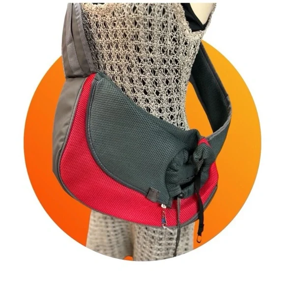 Dog Bag,Shoulder bag for carrying pet,Red-Gray,Medium,Zipper.!