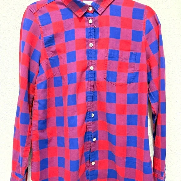 J. Crew boy fit cotton Vibrant Red and Blue Plaid Shirt S‎
