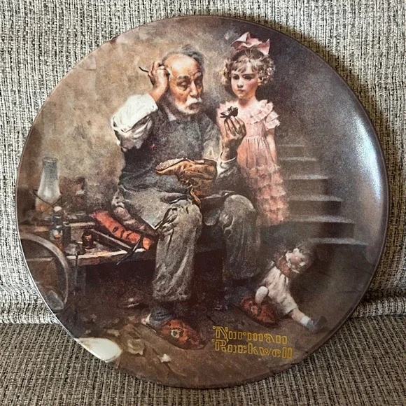 Knowles Norman Rockwell The Cobbler Plate Heritage Collection Decor Vintage 1978