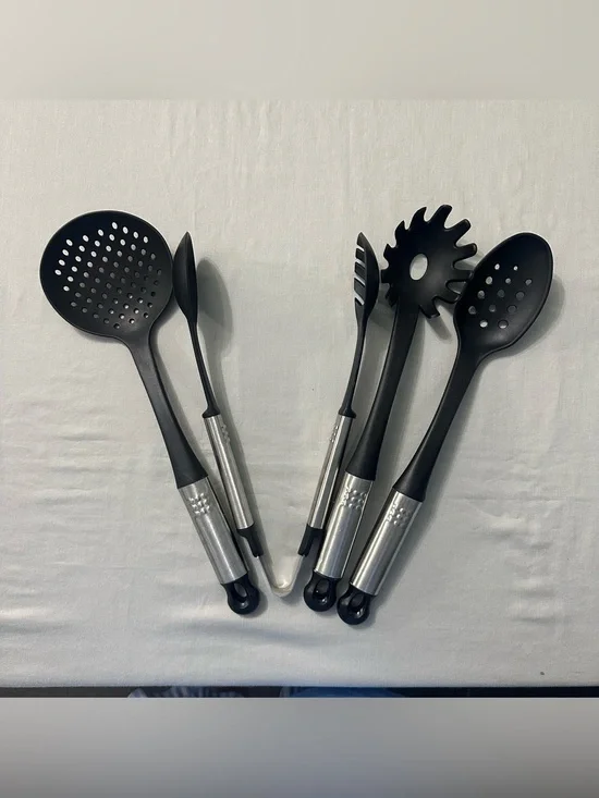 Lot 4 Black Nylon Kitchen Utensils Stainless Steel Handles German Market Good