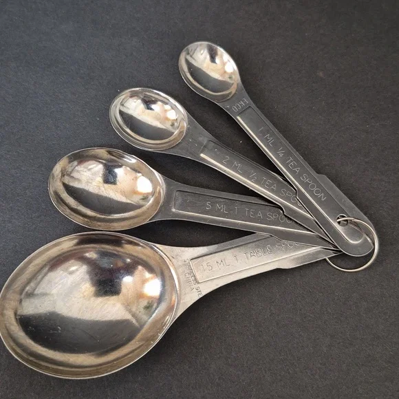 Ekco Vintage Stainless Steel Measuring Spoons Set ML Teaspoon Tablespoon