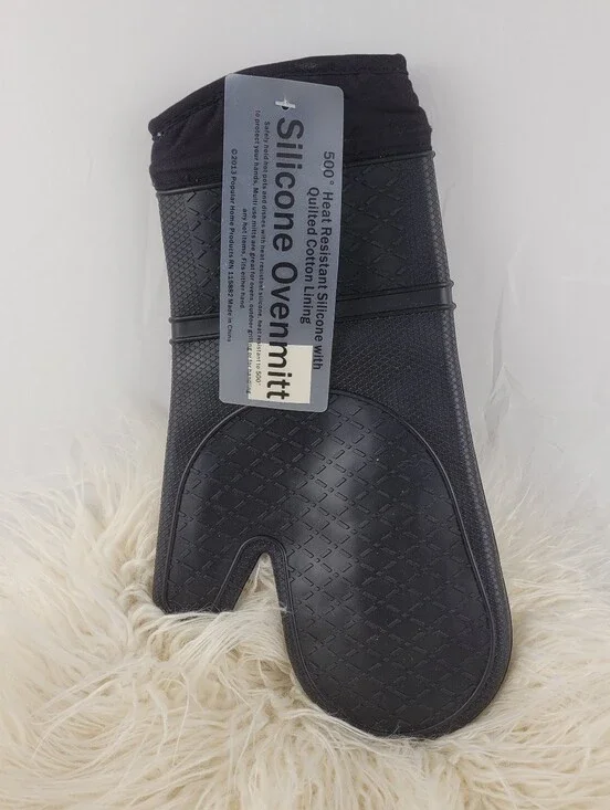 Black Silicon & Cotton Oven Mitt 500° Rating Nwt