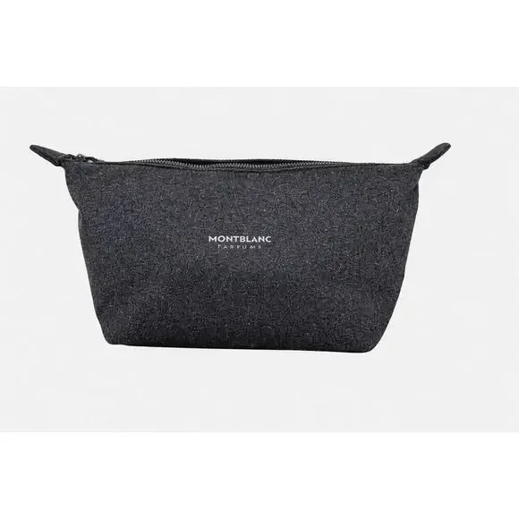 Montblanc Parfums Gray Felt Toiletry Bag Travel Dopp Kit Zippered Pouch