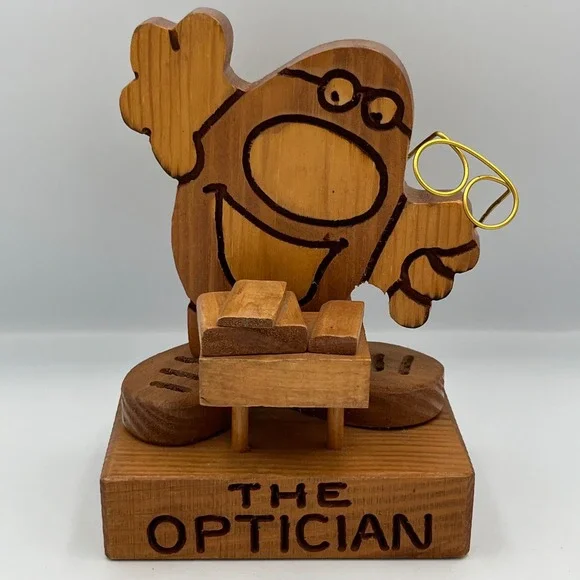 Don Mars The Optician Wooden Figurine‎ Character Glasses Holder Desk Decor 80s