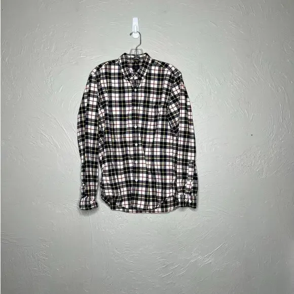 J.Crew Men's Medium Oxford Plaid Long Sleeve Button-Up Shirt