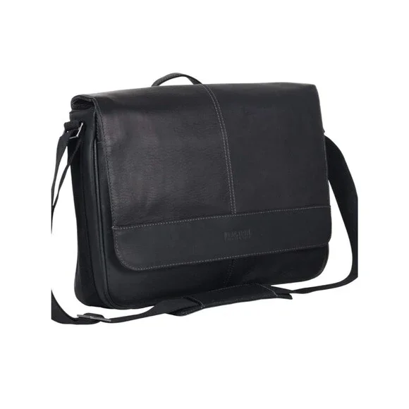 Kenneth Cole Black Leather Messenger COLOMBIAN LEATHER CROSSBODY MESSENGER BAG