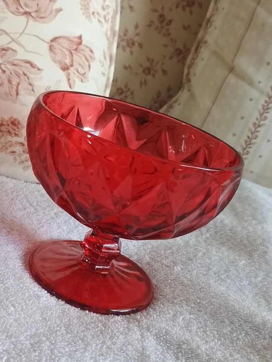 Holiday Red Glass Dessert Bowl