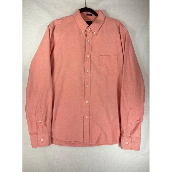 J.Crew Mens Oxford Slim‎ Fit Long Sleeve Button Down Shirt Coral XL