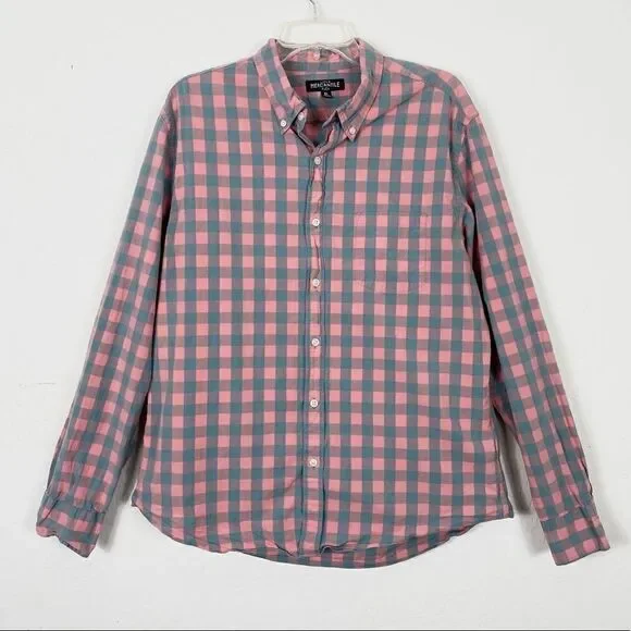 J. Crew Mercantile Pink & Blue Gingham Check Button Down Shirt