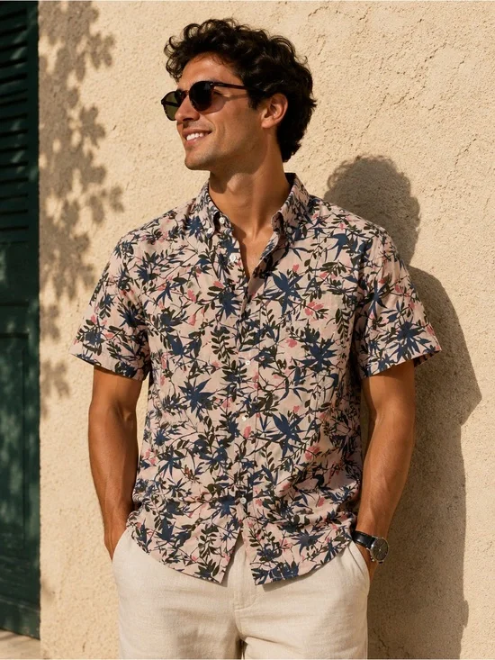 J.Crew Flex Floral Button Up Shirt Size L | Tropical Short Sleeve