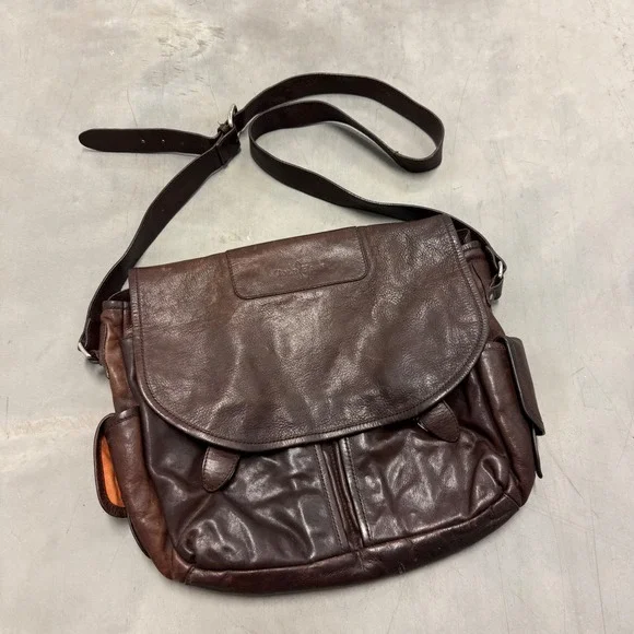vintage cole haan leather messenger mail bag
