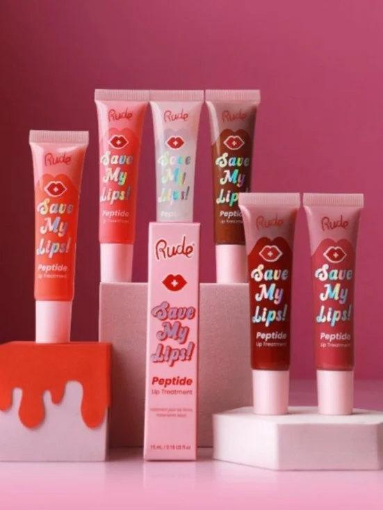 ❤️5/$25 Rude Save My Lips Peptide Treatment 💋 Hydrating Gloss Cherry or Vanilla