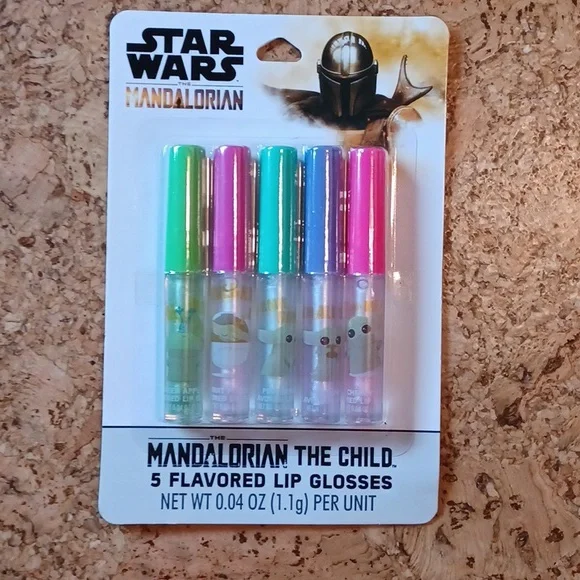*3 FOR $20 ITEM* Mandalorian The Child 5 Flavored Lip Glosses, New in Package
