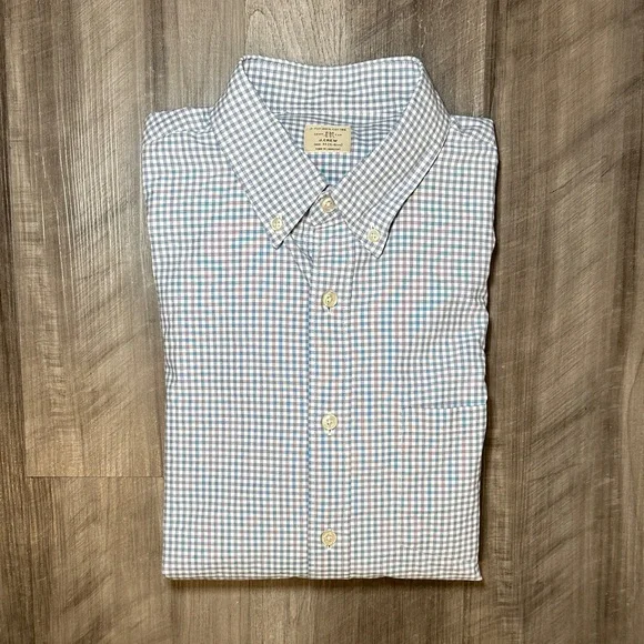 J. Crew 2-Ply Cotton Gingham Plaid Long Sleeve Button Down - Medium