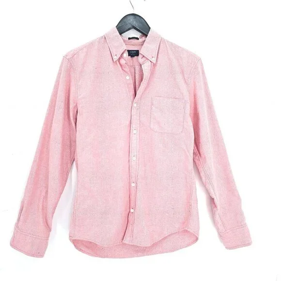 J. Crew Pink Orange Slim Oxford Button Down Shirt Men Size Medium