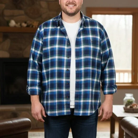 J. Crew Men's Midweight Flannel Shirt in Antique Navy Plaid - NWT - XXL