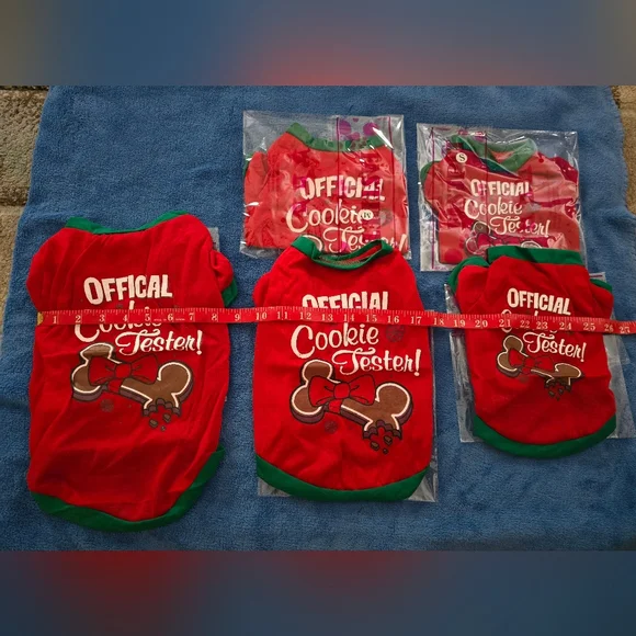 Festive Dog Shirt with Official Cookie Tester, S,M Or L, Price Is For 1